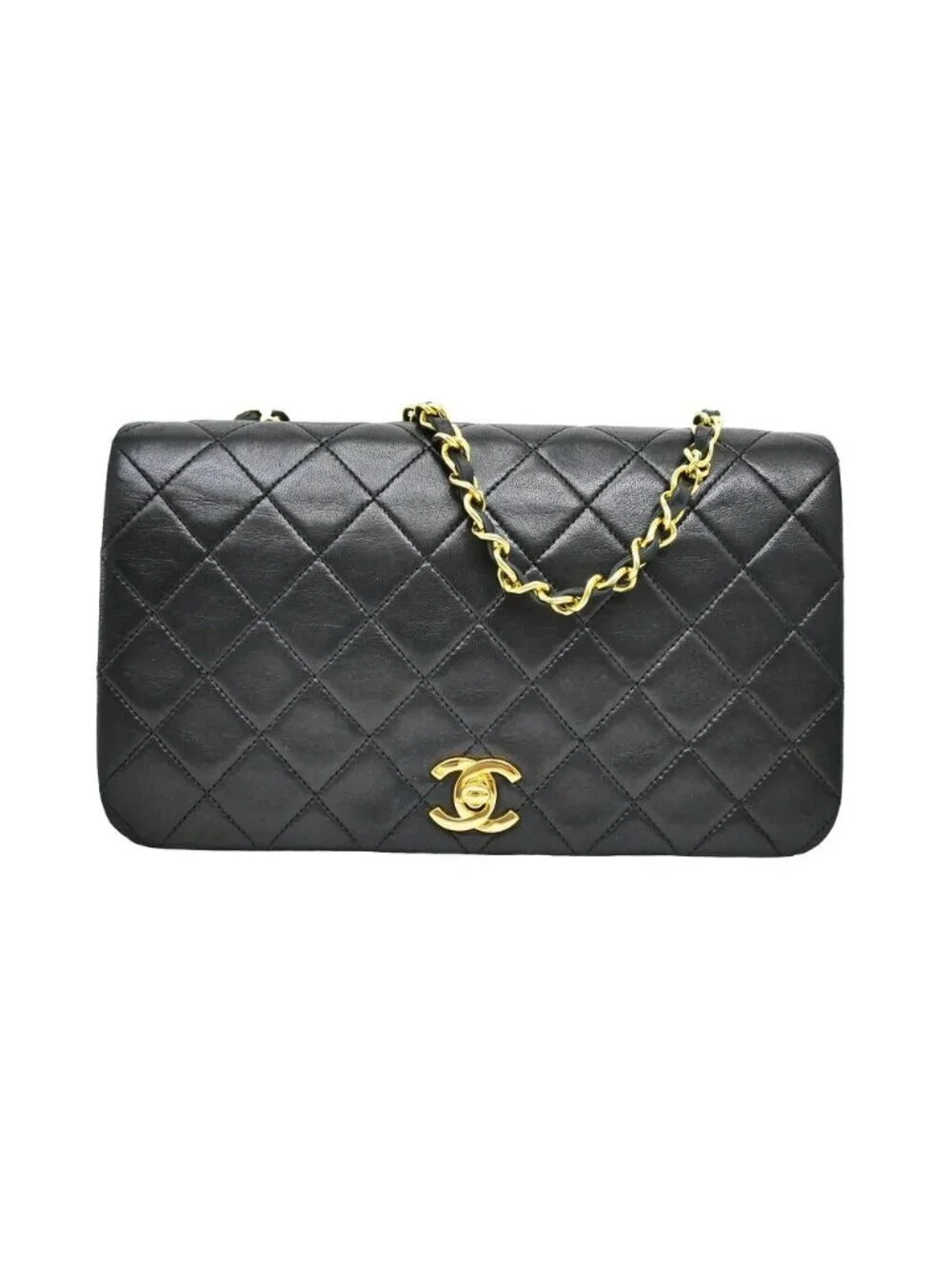 Chanel Chain Shoulder Bag Quilted 23 Lambskin Black Gold